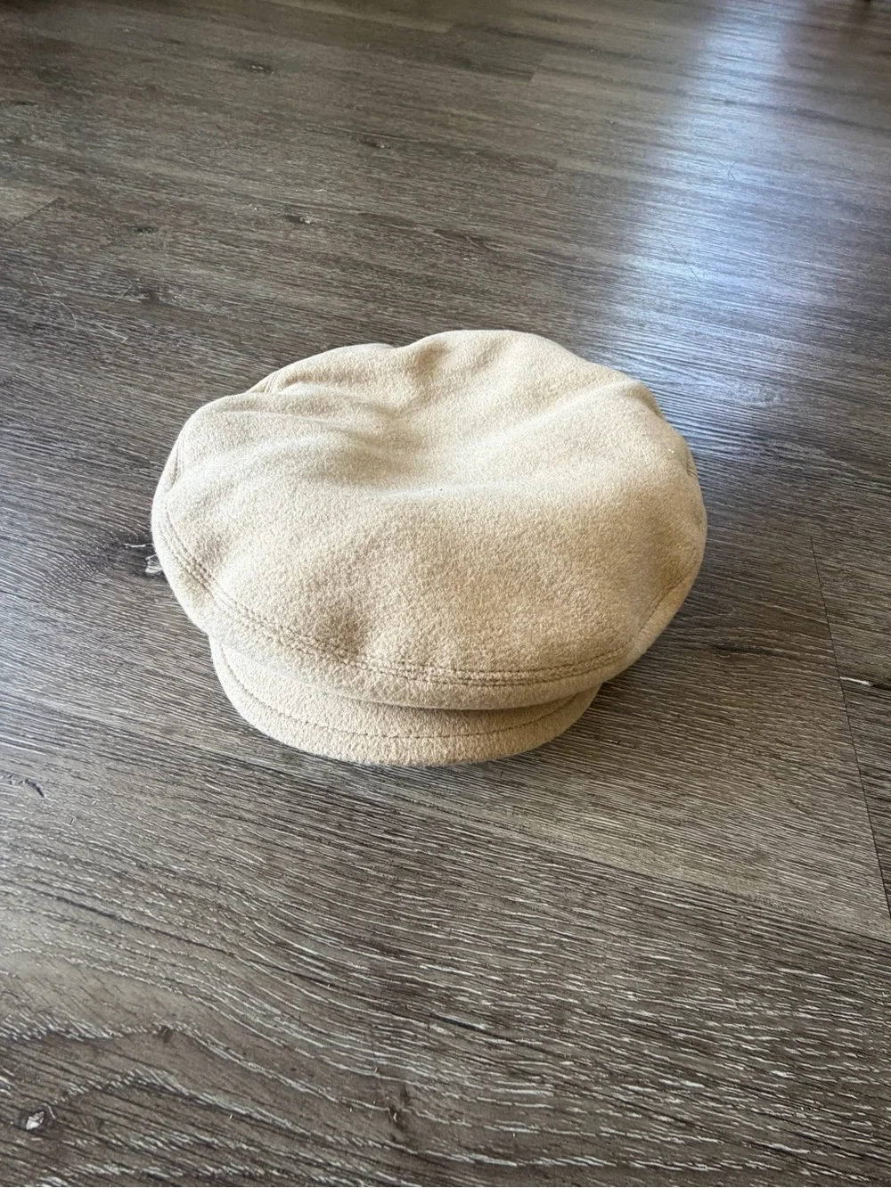 Helen Kaminski Beige Wool Blend Cap with Gold Chain Trim